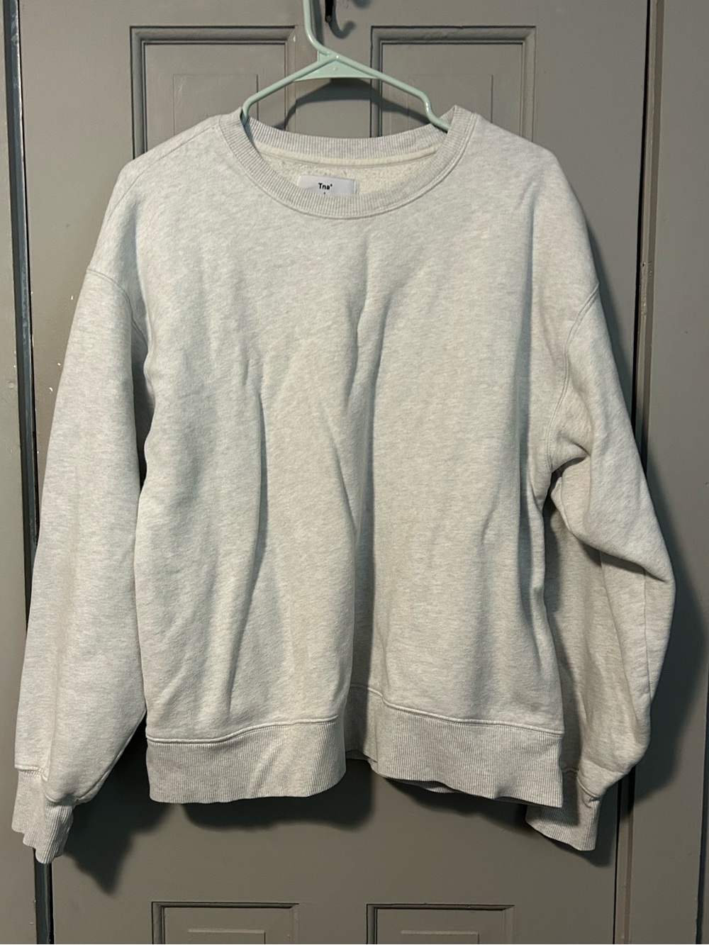 TNA Aritzia Cozy Fleece Crewneck Sweatshirt Light Heather Grey Size 2 Oversized